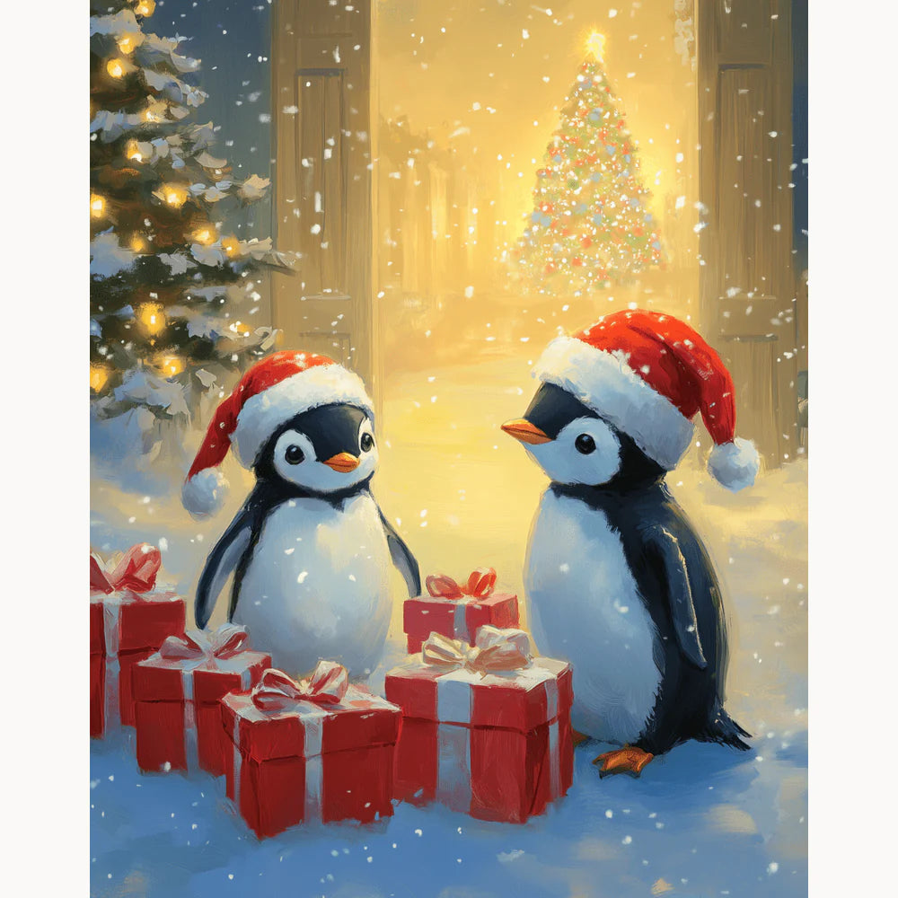 Christmas Penguins Paint by Numbers Kit-2