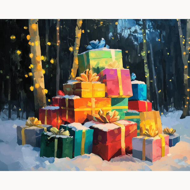 Christmas Presents in the Snow Paint by Numbers Kit