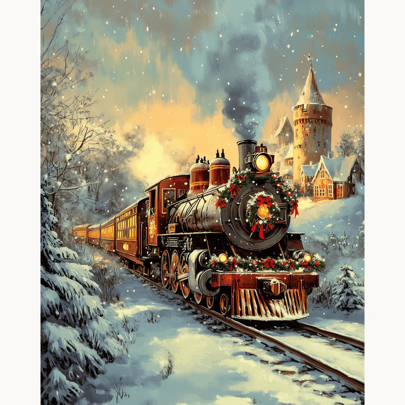 Christmas Train Paint by Numbers Kit-zoom-