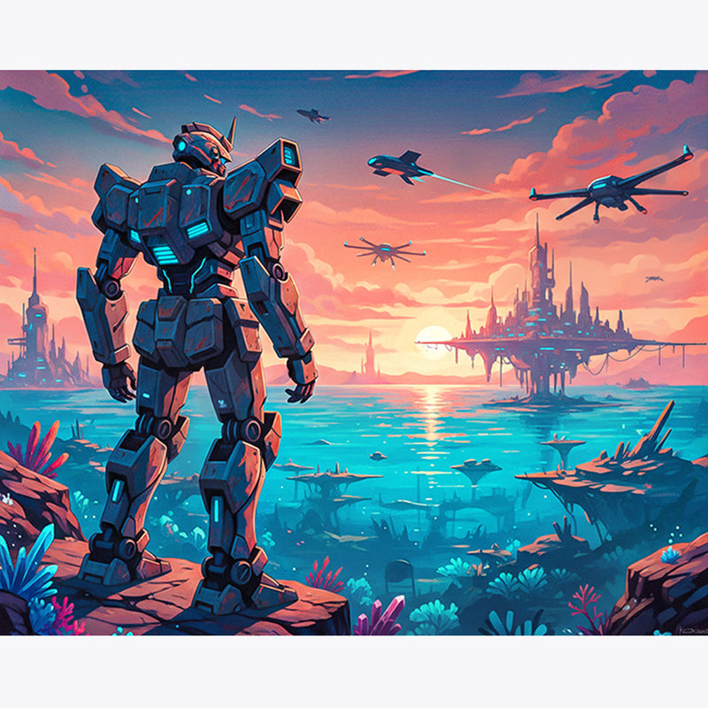Ocean Frontier Mecha Paint by Numbers Kit-zoom-