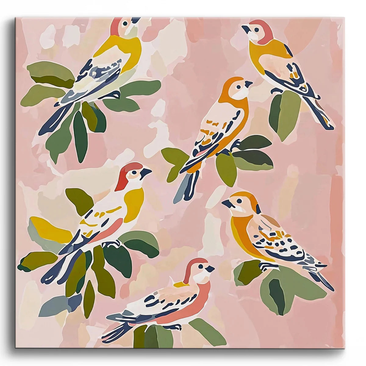 Colorful Birds on Branches Paint by Numbers Kit-zoom-1