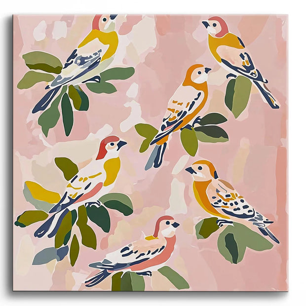 Colorful Birds on Branches Paint by Numbers Kit