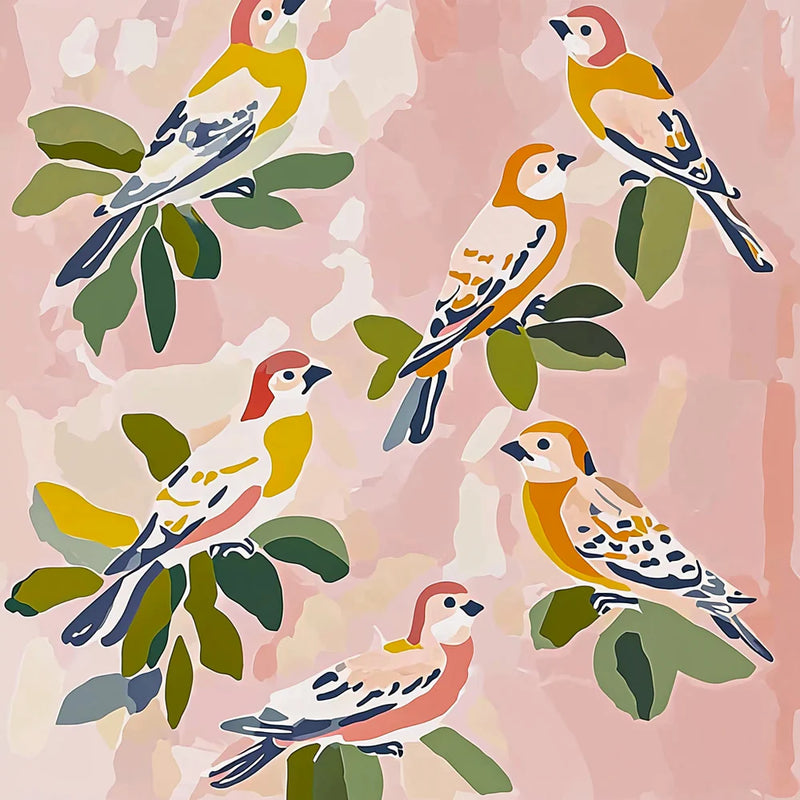 Colorful Birds on Branches Paint by Numbers Kit-zoom-