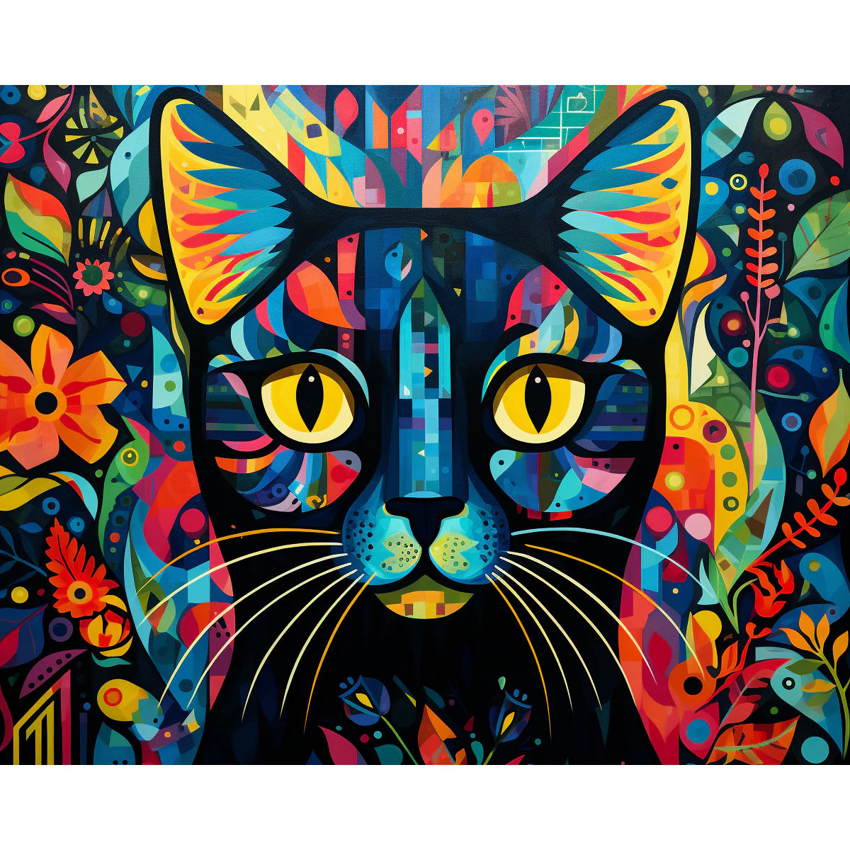 Colorful Cat Abstract Paint by Numbers Kit-2