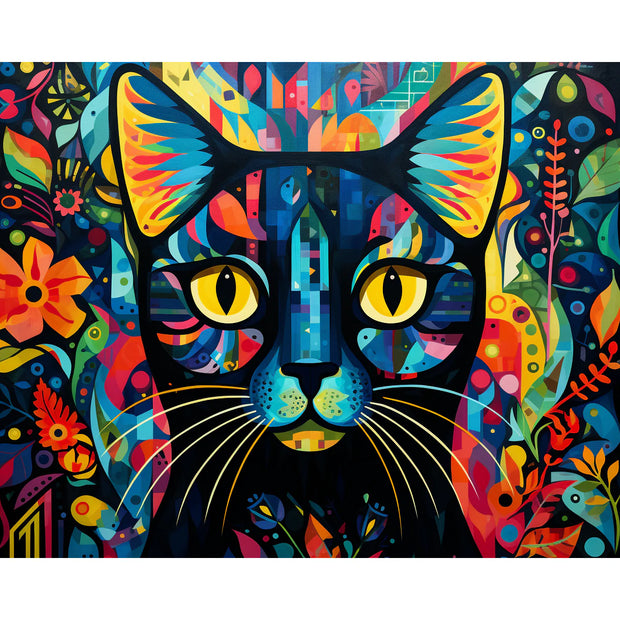 Colorful Cat Abstract Paint by Numbers Kit