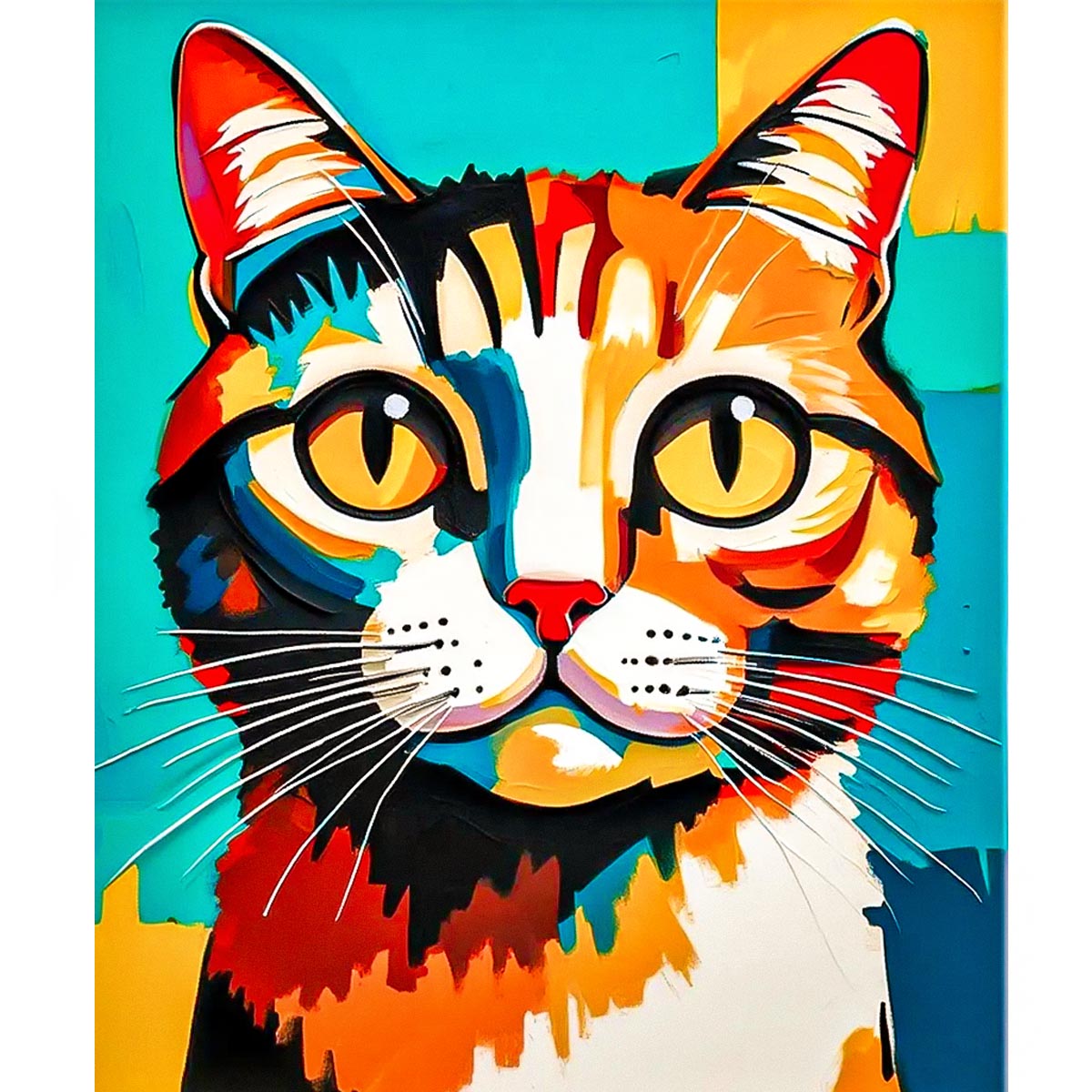 Colorful Cat Portrait Paint by Numbers Kit-zoom-2