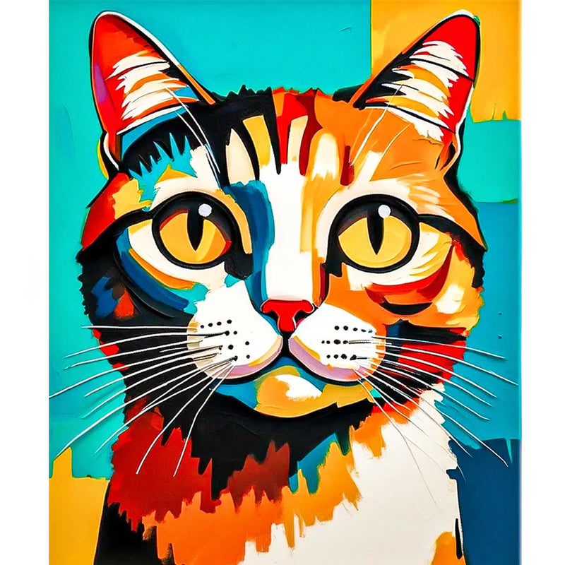 Colorful Cat Portrait Paint by Numbers Kit-zoom-