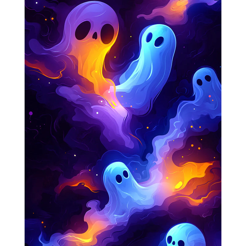 Colorful Ghosts Paint by Numbers Kit-zoom-