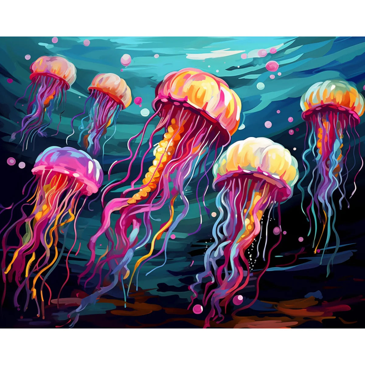 Colorful Jellyfish Paint by Numbers Kit-zoom-2