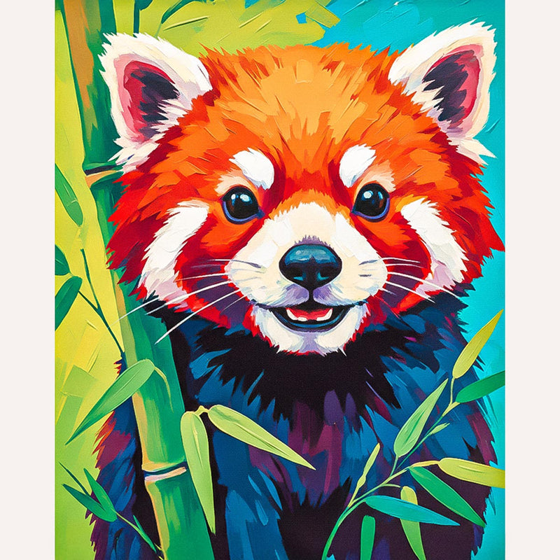 Colorful Red Panda Paint by Numbers Kit-zoom-