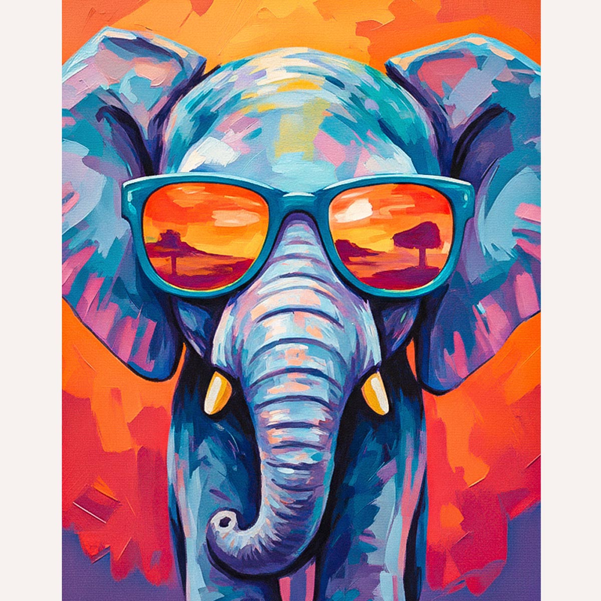 Cool Elephant with Sunglasses Paint by Numbers Kit-2