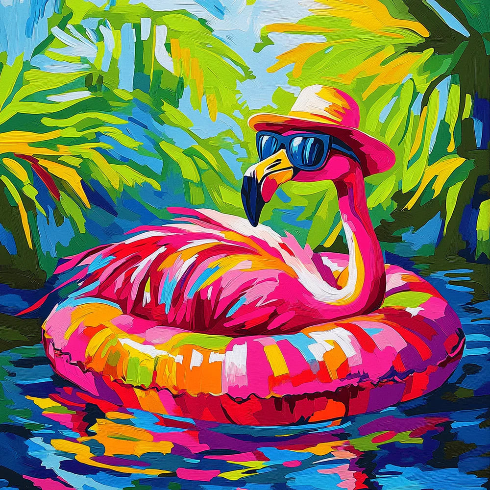 Cool Flamingo with Sunglasses Paint by Numbers Kit-2
