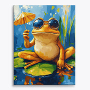 Cool Frog with Umbrella Paint by Numbers Kit
