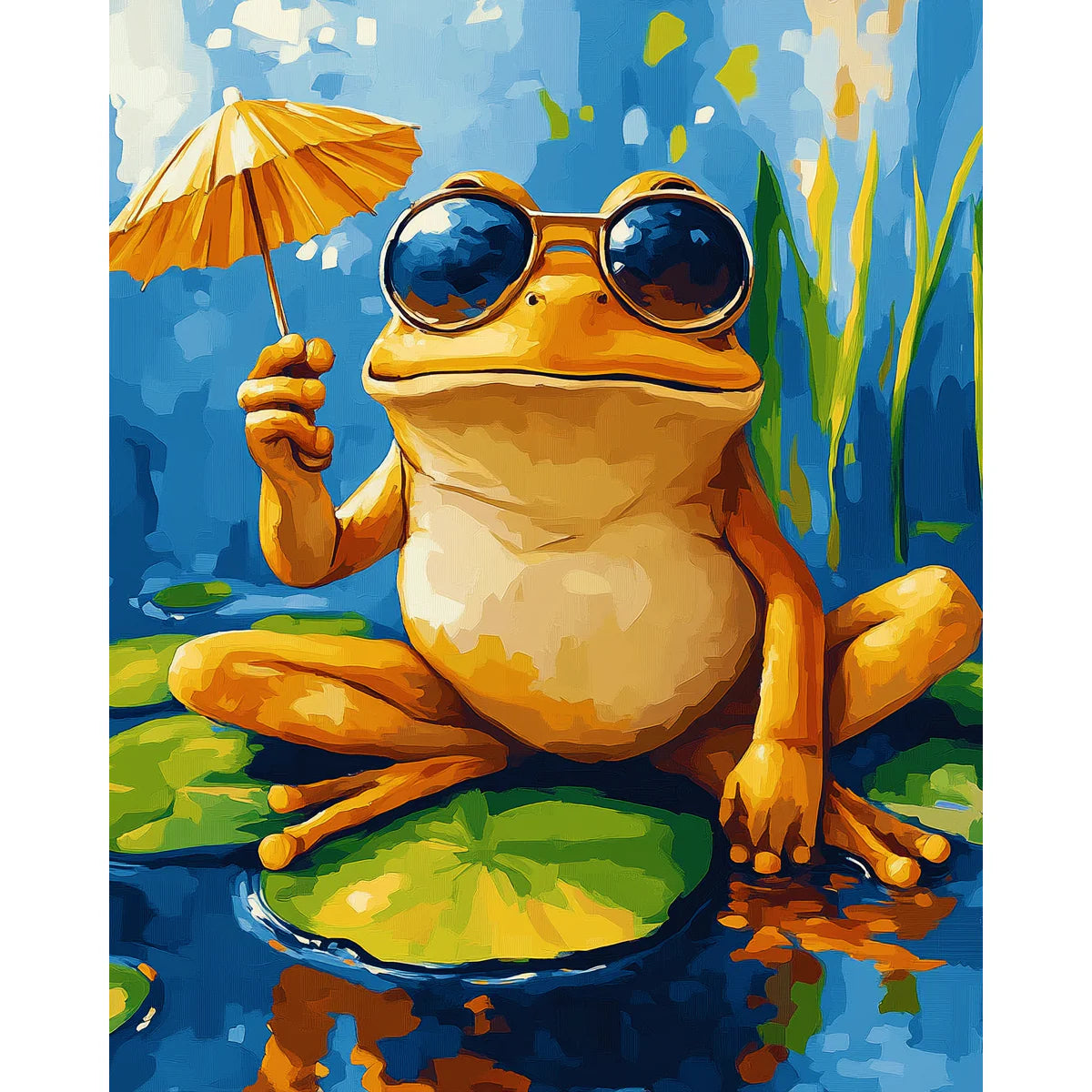 Cool Frog with Umbrella Paint by Numbers Kit-2