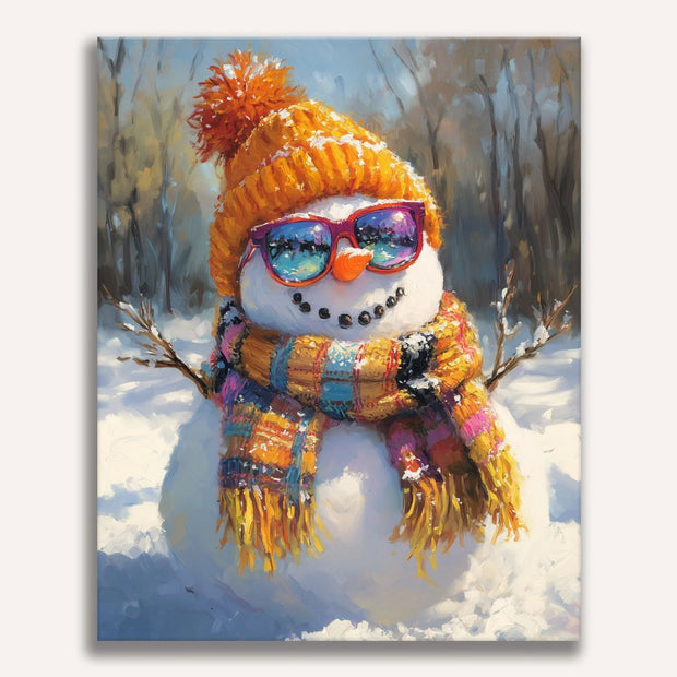 Cool Snowman with Sunglasses Paint by Numbers Kit