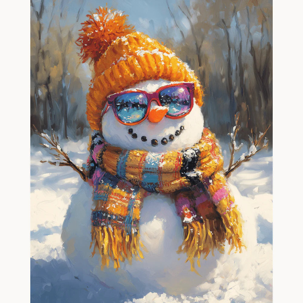 Cool Snowman with Sunglasses Paint by Numbers Kit-zoom-2