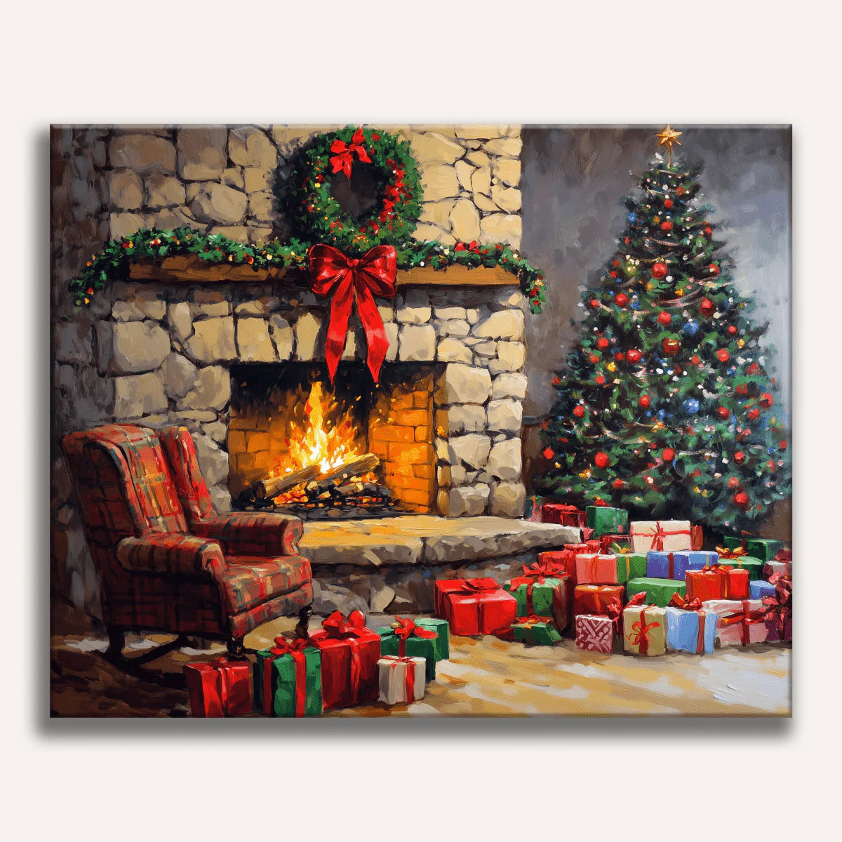 Cozy Fireplace Christmas Paint by Numbers Kit-zoom-1