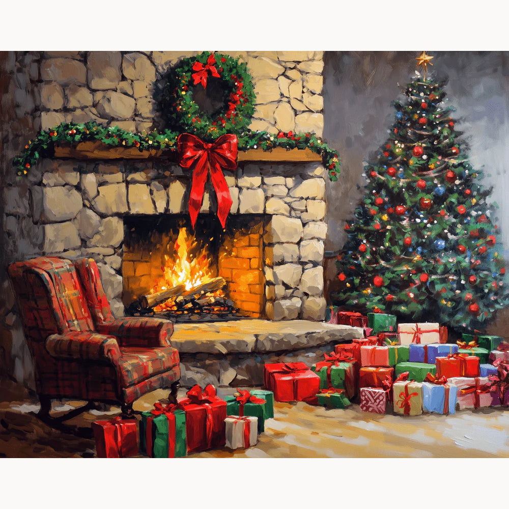 Cozy Fireplace Christmas Paint by Numbers Kit-2
