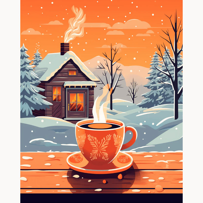 Cozy Winter Cabin Paint by Numbers Kit-zoom-