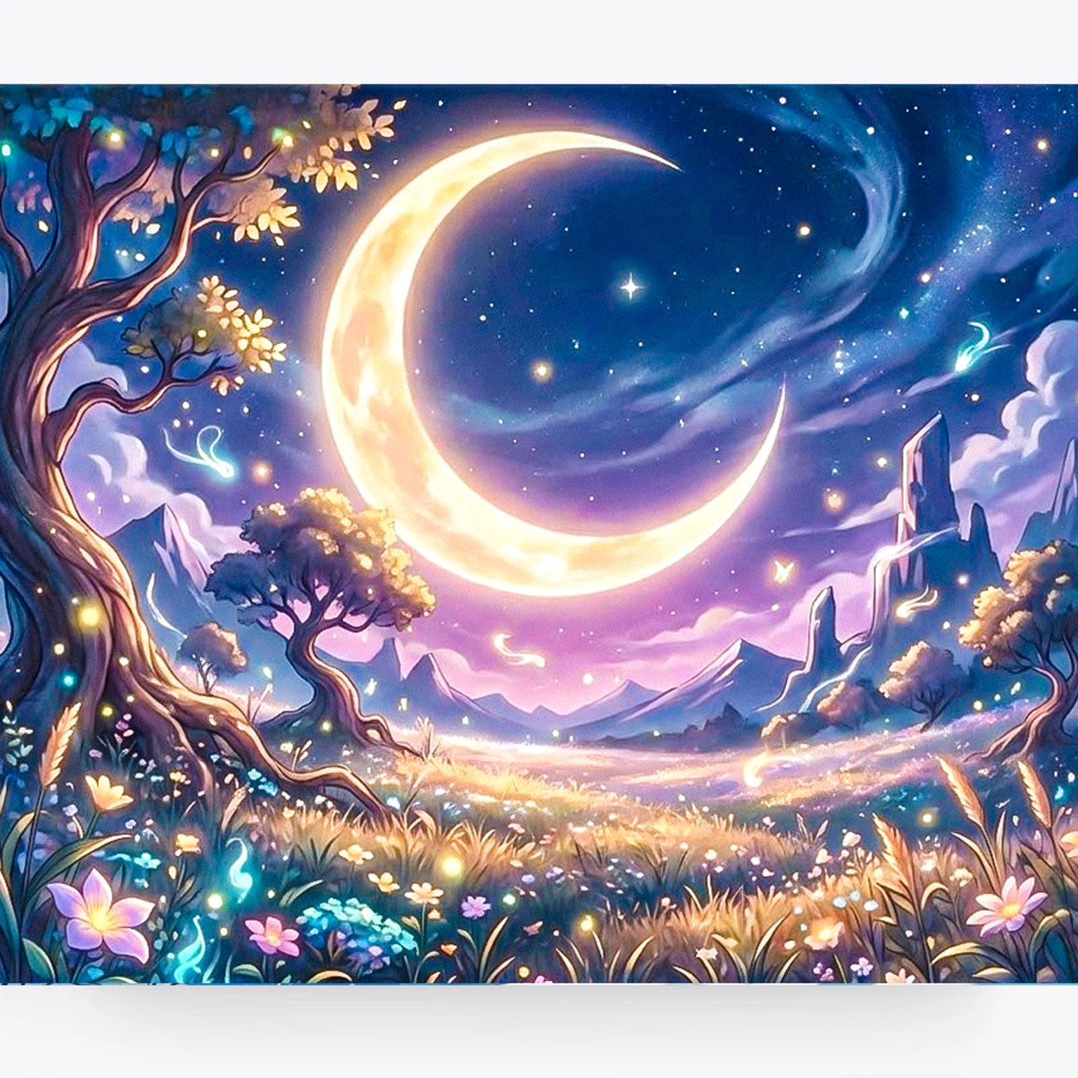 Golden Crescent Moon Dreamscape Fantasy Paint by Numbers Kit-zoom-2