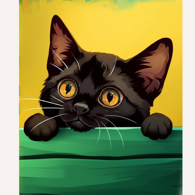Curious Black Kitten Paint by Numbers Kit