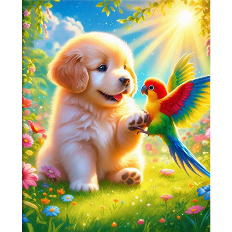 Puppy and Parrot Paint by Numbers Kit-zoom-