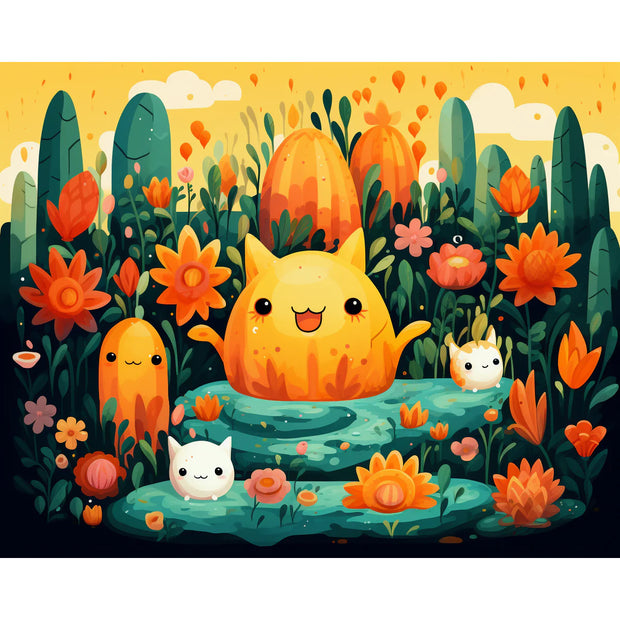 Cute Cat Fantasy Garden Paint by Numbers Kit