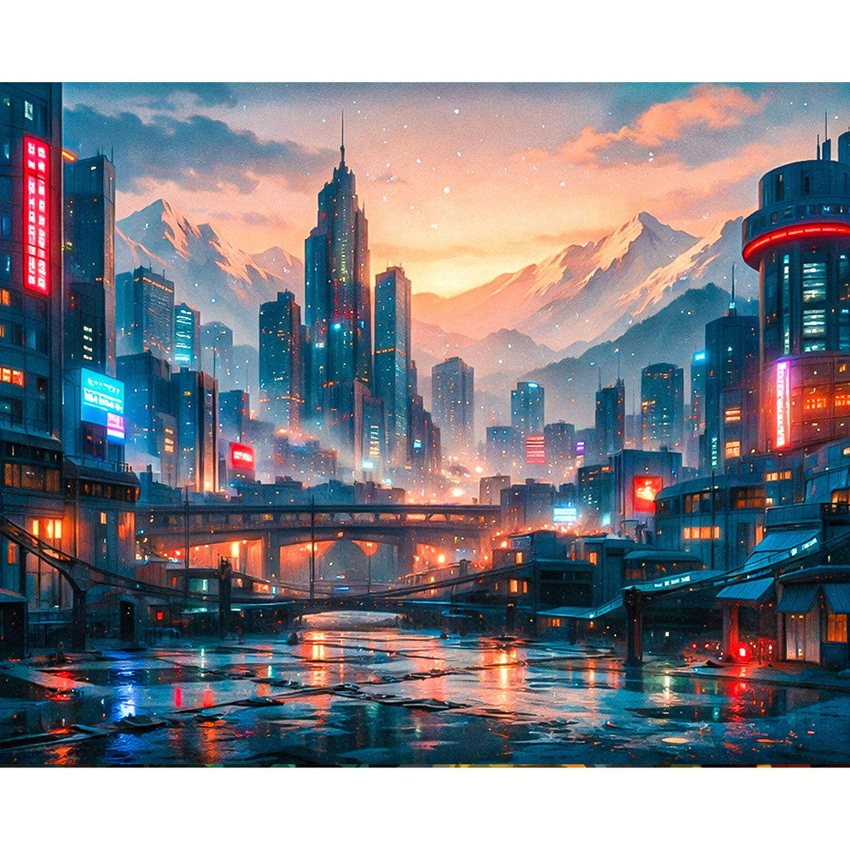 Alpine Neon Horizon Cyberpunk Paint by Numbers Kit