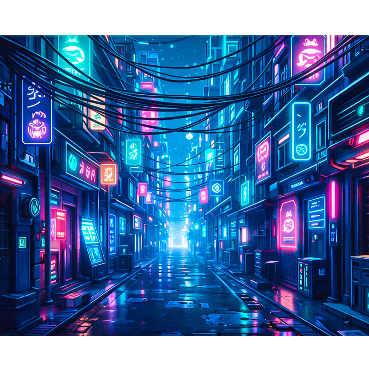 Neon Signal Alley Cyberpunk Paint by Numbers Kit-2