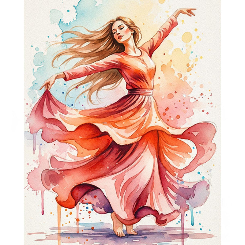 Watercolor Dancing Woman Paint by Numbers Kit-zoom-