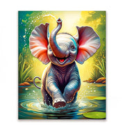 Playful Baby Elephant Paint by Numbers Kit