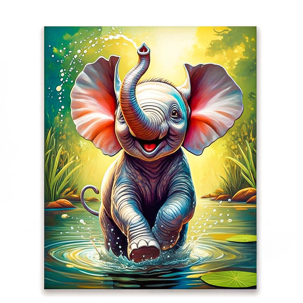 Playful Baby Elephant Paint by Numbers Kit