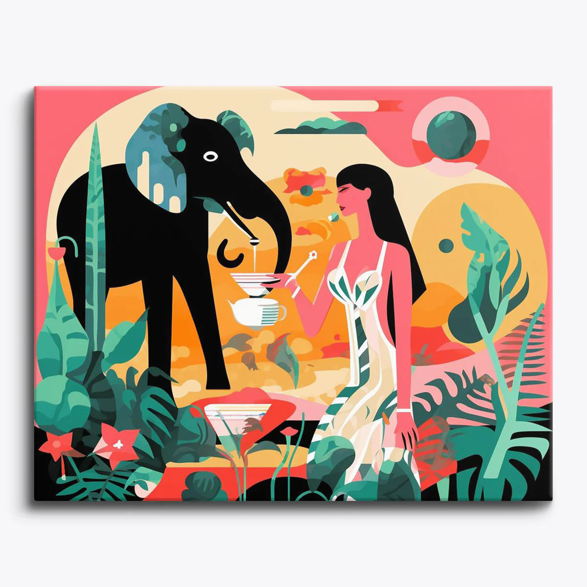 Elephant Tea Party Paint by Numbers Kit-zoom-1