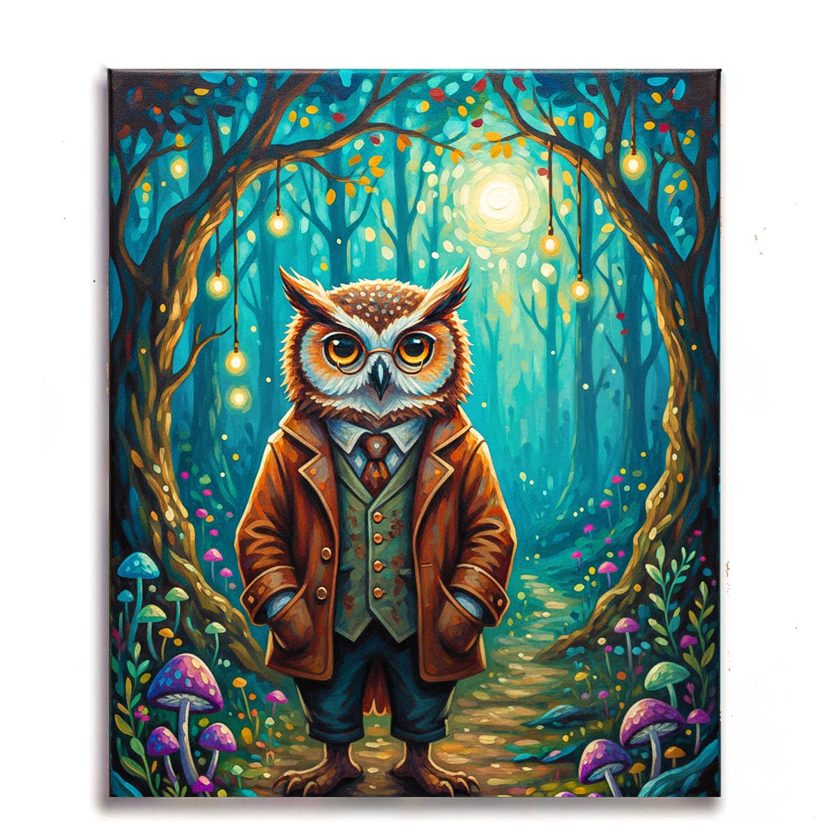 Wise Owl in the Enchanted Forest Paint by Numbers Kit-zoom-1