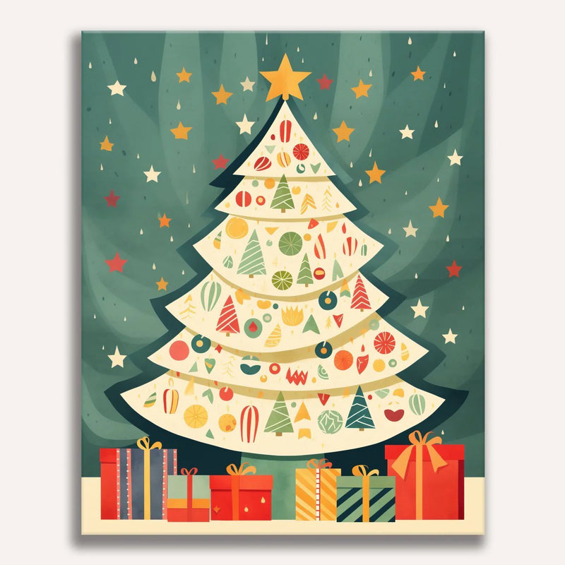 Festive Christmas Tree Paint by Numbers Kit-zoom-