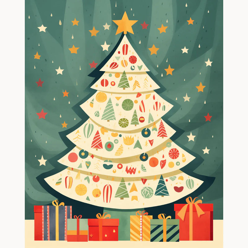 Festive Christmas Tree Paint by Numbers Kit-zoom-
