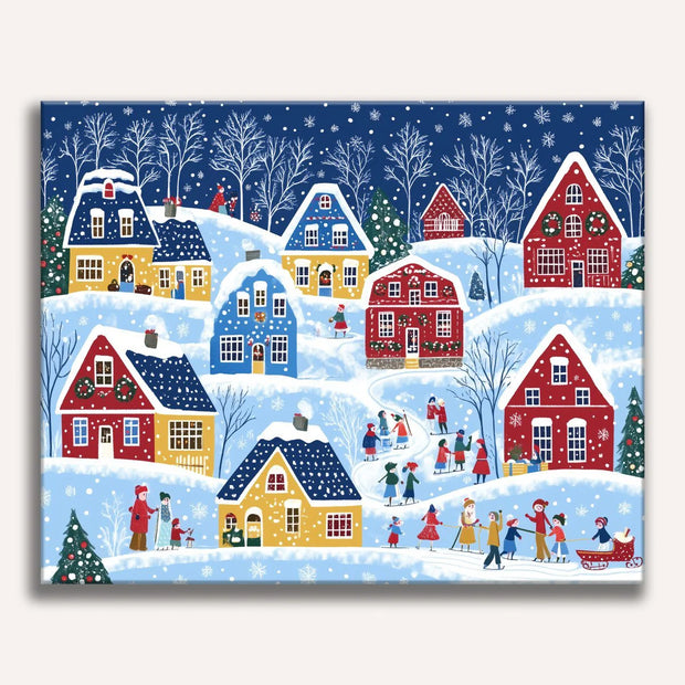 Festive Village Paint by Numbers Kit
