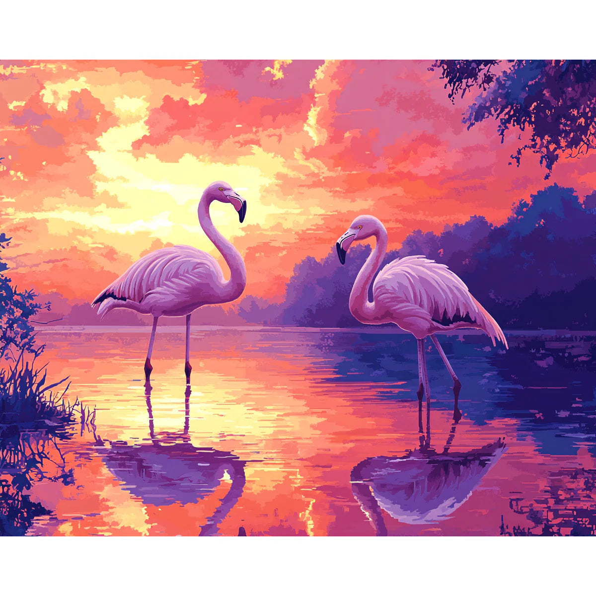 Flamingos at Sunset Paint by Numbers Kit-2