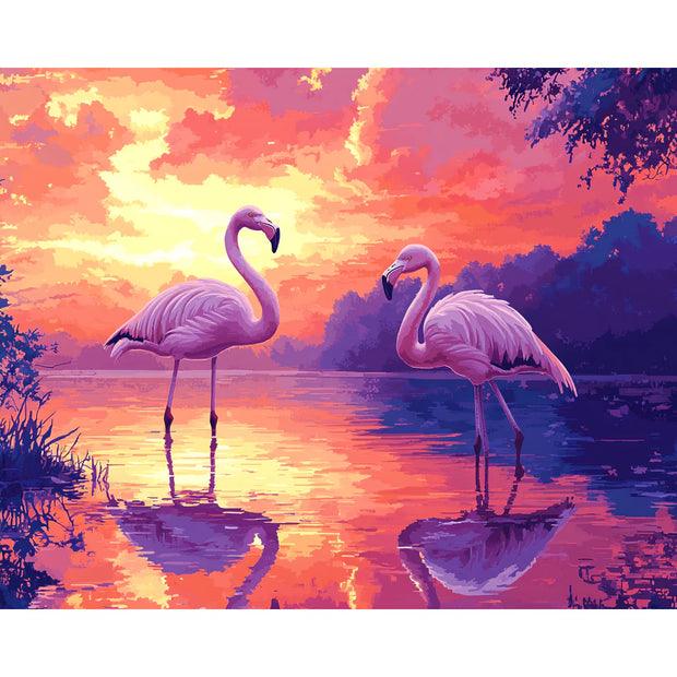Flamingos at Sunset Paint by Numbers Kit