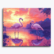 Flamingos at Sunset Paint by Numbers Kit