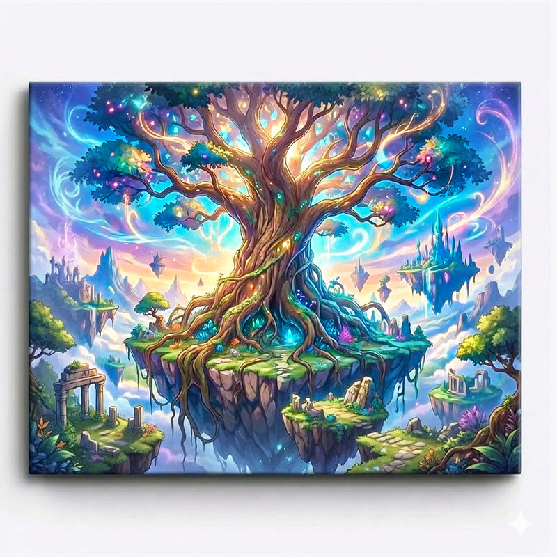 Floating World Tree Fantasy Paint by Numbers Kit-zoom-