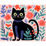 Floral Black Cat Paint by Numbers Kit