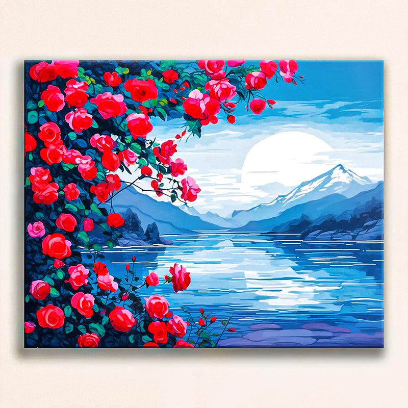 Roses by the Lake Paint by Numbers Kit-zoom-