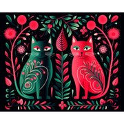 Folk Art Twin Cats Paint by Numbers Kit