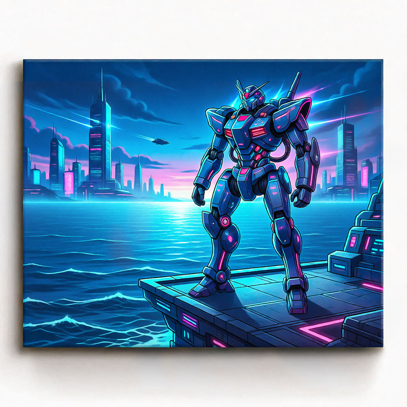 Neon Harbor Mecha Paint by Numbers Kit-zoom-