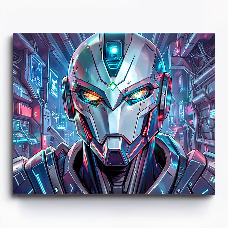 Cyber Mecha Head Paint by Numbers Kit-zoom-