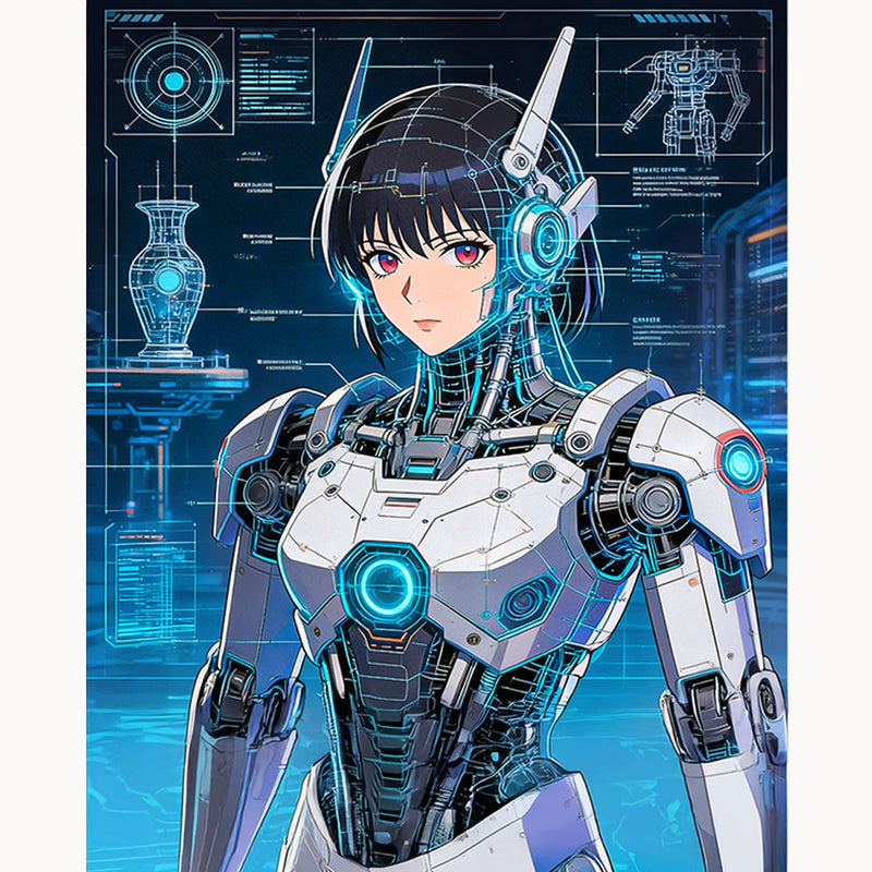 Cyber Mecha Pilot Paint by Numbers Kit-zoom-