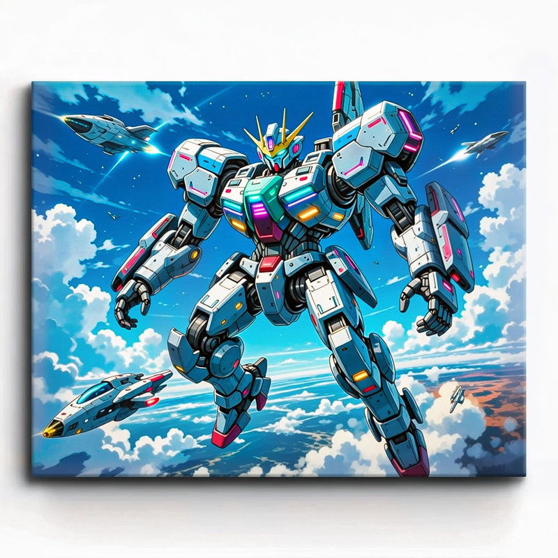 Sky Battle Mecha Paint by Numbers Kit-zoom-