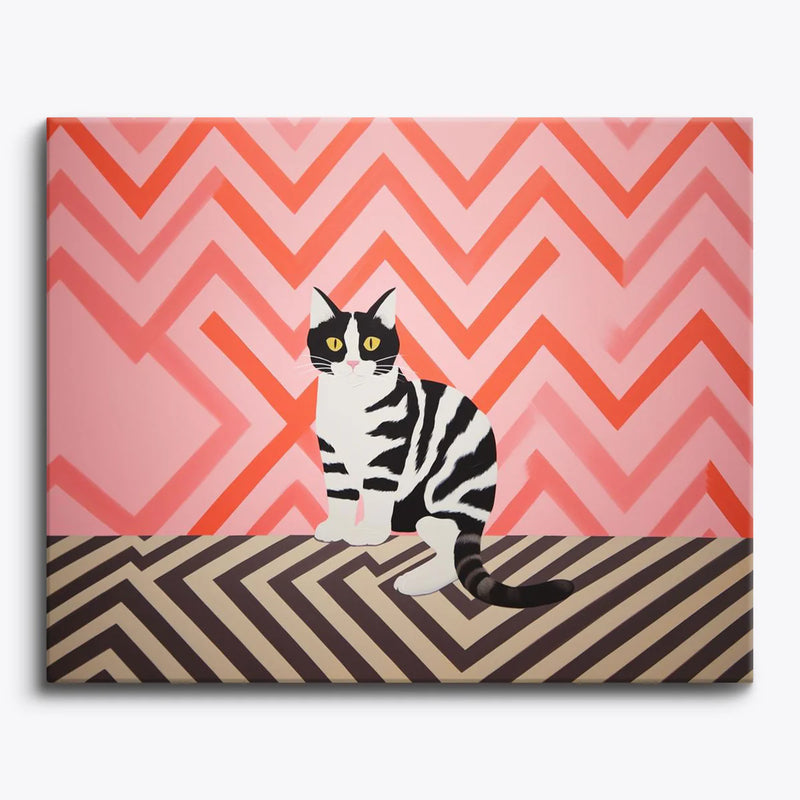 Geometric Cat Paint by Numbers Kit-zoom-