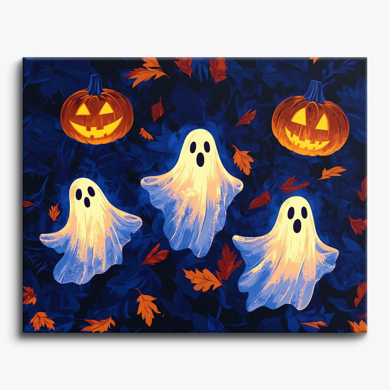 Ghost Trio with Pumpkins Paint by Numbers Kit-zoom-